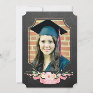 Convites Graduação 2017 Obrigado Chalkboard Floral