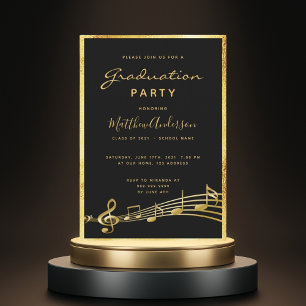 Convites Graduação 2021 - glam black music gold