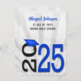 Convites Graduação 2024 em cores azuis e negras nas escolas