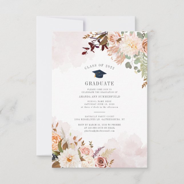 Convites Graduação 2025 Partido do Formando Floral (Frente)