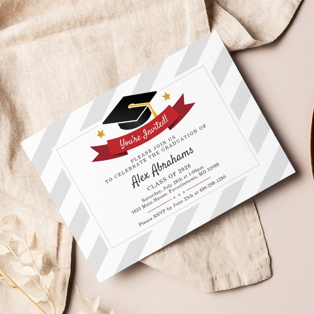 Convites Graduação 2025 Partido Formando da Tipografia Mode (Graduation Cap 2024 Modern Party Invitation)