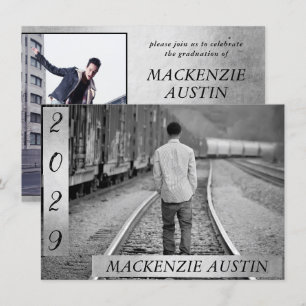 Convites Graduação 2 Foto   Guarda Preta e Branca
