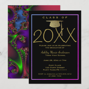 Convites Graduação a laser Neon Fractal