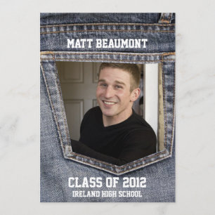 Convites Graduação azul da foto do bolso de Jean