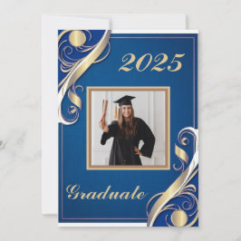 Convites Graduação Azul Dourado Branco