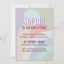 Convites Graduação Boho Pastel Rainbow