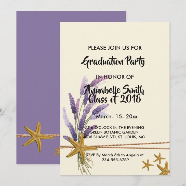 Convites Graduação bonito de peixe estrelado simples (Frente/Verso)