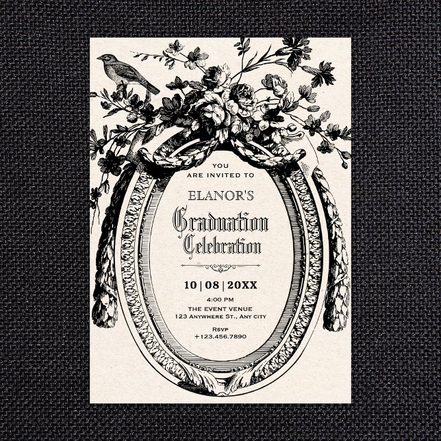 Convites Graduação botânica artística rústica vintage (Criador carregado)