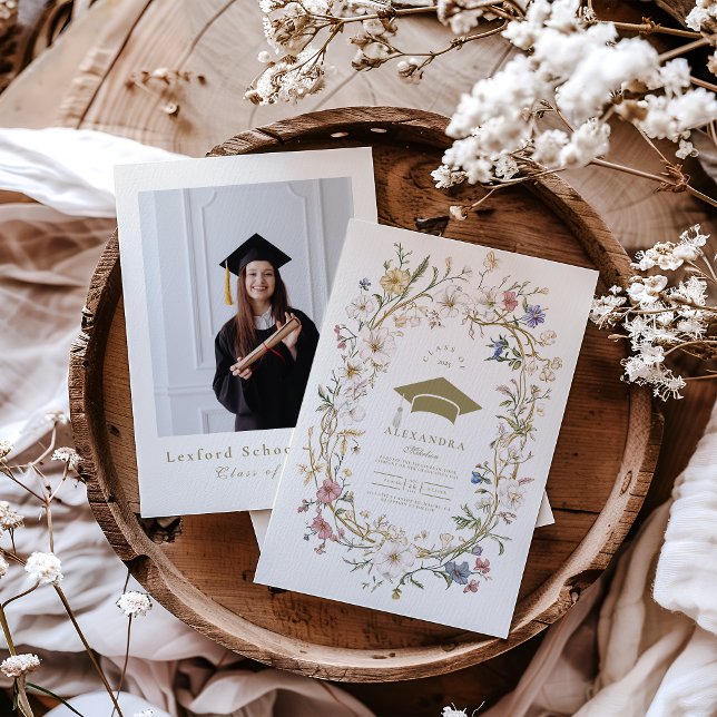 Convites Graduação Botânica Elegante Vintage (Criador carregado)