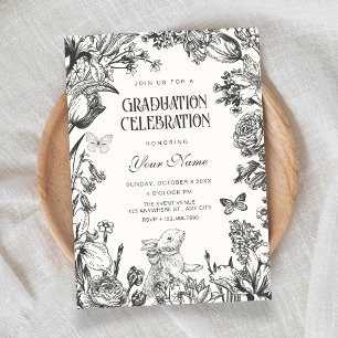 Convites Graduação botânica floral vintage