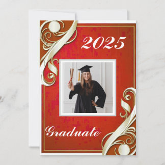 Convites Graduação Branca Vermelha 2025