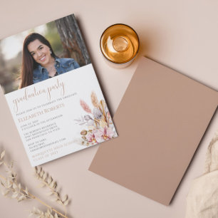 Convites Graduação Chic Boho Floral Pampas