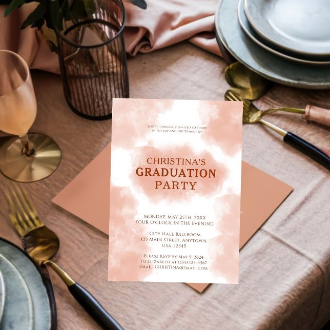 Convites Graduação Chic Peach Fuzz (Celebrate your success with our chic peach fuzz invites! )