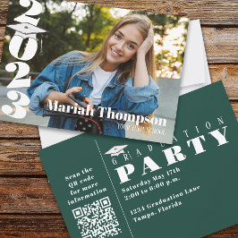 Convites Graduação Classe de Foto Verde Escuro de 2023 QR