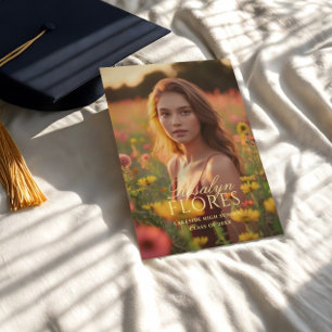 Convites Graduação Clássica de Caligrafia Amarela Suave