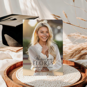 Convites Graduação Clássica de Caligrafia Preta