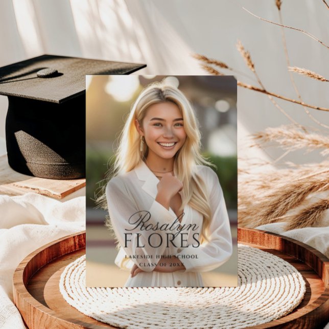 Convites Graduação Clássica de Caligrafia Preta (Criador carregado)