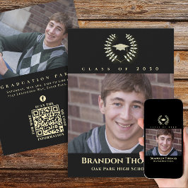 Convites Graduação Clássica Foto Dourada Preta