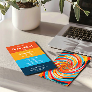 Convites Graduação Colorida em Vórtex Vazio Retro