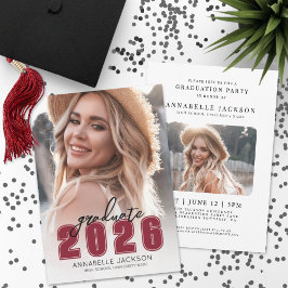 Convites Graduação com Foto Simples Vermelha