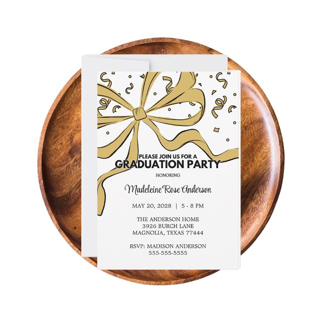 Convites Graduação com Laço Coquette Dourado Caprichoso Mod (Criador carregado)
