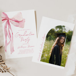 Convites Graduação com Laço Rosa 