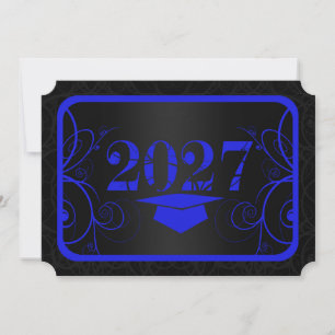 Convites Graduação com Moldura Azul e Preta