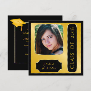 Convites Graduação com quadro de foto clássico frente e 