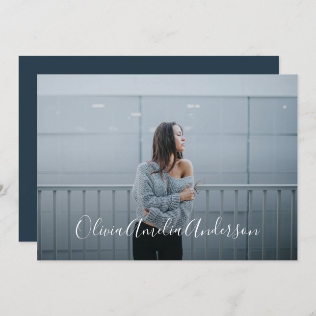 Convites Graduação com script de fotografia moderno - tipog (Frente/Verso)