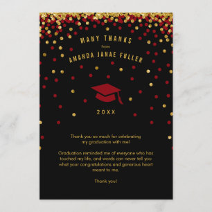 Convites Graduação Confetti Obrigado, Maroon Dourada Glitte