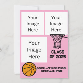 Convites Graduação Cor-de-Foto Rosa Basquete 3