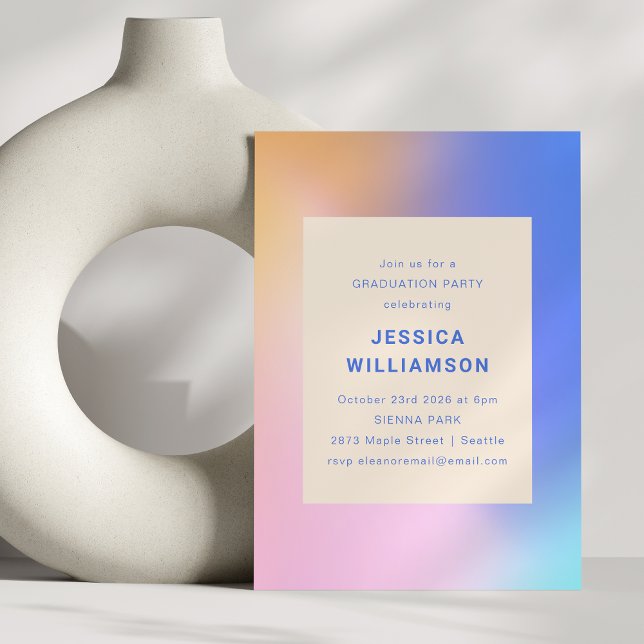 Convites Graduação Cor-de-Rosa Púrpura com Gradiente Abstra (Criador carregado)