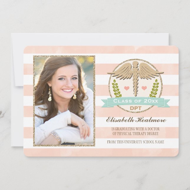 Convites Graduação coral da escola da fisioterapia do Aqua (Frente)