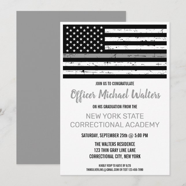 Convites Graduação Corretiva da Linha de Cinzas Finas (Frente/Verso)