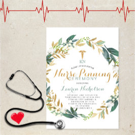 Convites Graduação da Enfermeira Greenery Wreath