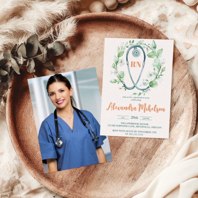 Convites Graduação da Escola de Enfermagem de Foto Verde Bo (Criador carregado)