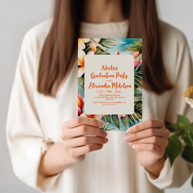 Convites Graduação da Flora Tropical Aloha Luau Summer (Criador carregado)