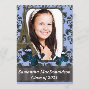 Convites Graduação da foto de Paris e de borboletas