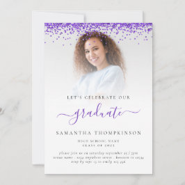 Convites Graduação da Glam Photo Purple Glitter 2024