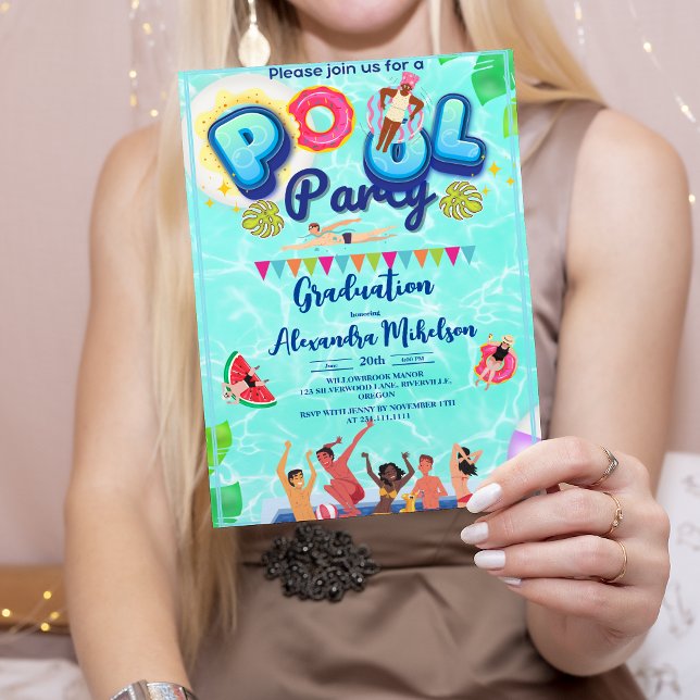 Convites Graduação da Piscina de Natação Rustic Summer (Criador carregado)