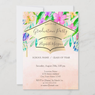 Convites Graduação das flores da primavera do Boné de forma