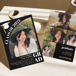 Convites Graduação de 5 fotos em preto no arco moderno