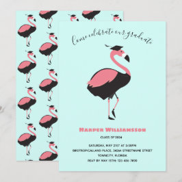 Convites Graduação de Animais Azul Flamingo Cor-de-Rosa