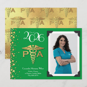 Convites Graduação de Assistente Médico AM Verde Dourado