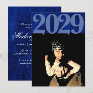 Convites Graduação de Azul Sapphire   Ano de Formando do 