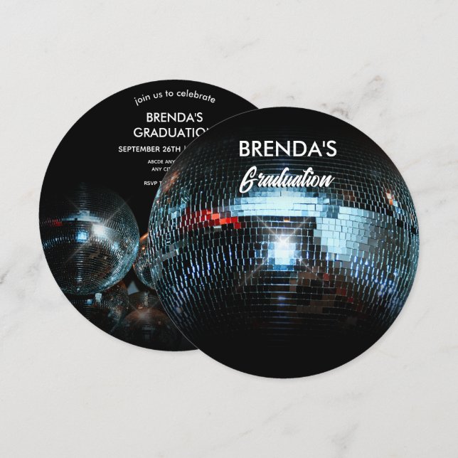 Convites Graduação de bola Disco (Frente/Verso)