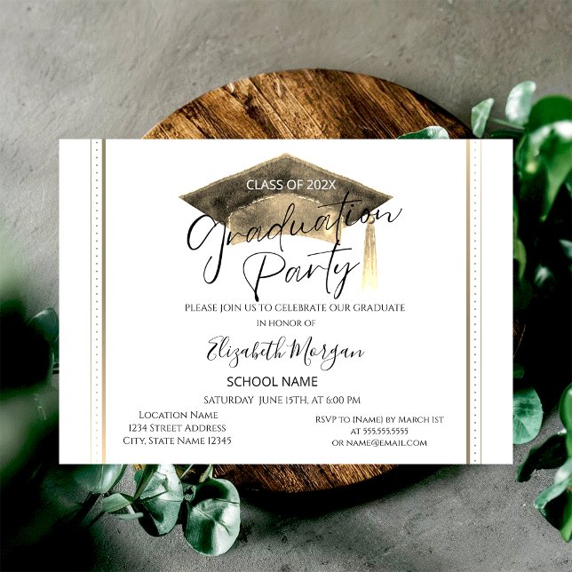 Convites Graduação de Boné de formatura de Quadro Chic (Criador carregado)