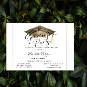 Convites Graduação de Boné de formatura de Quadro Chic Simp