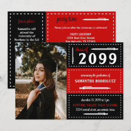 Convites Graduação de caixas pontas vermelhas e pretas e lá