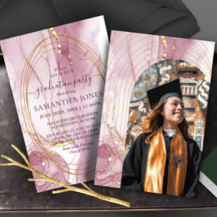 Convites Graduação de Caligrafia por Aquarela Chic Rosy